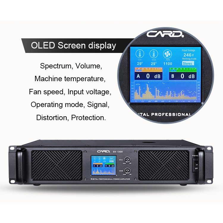 Class d 2U 2 Channel Digital Stereo Audio system 1500w amplifiers